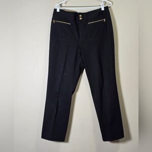 Lauren Ralph Lauren streched black pants with buttons and zipper gold size 12